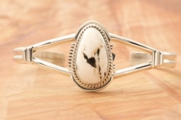 Genuine White Buffalo Turquoise Sterling Silver Bracelet